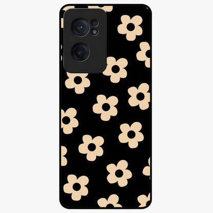 Little Daisy Flower Retro Pattern Glass Case for 1+Nord CE 2  cheerful front view featuring retro daisy floral pattern artwork