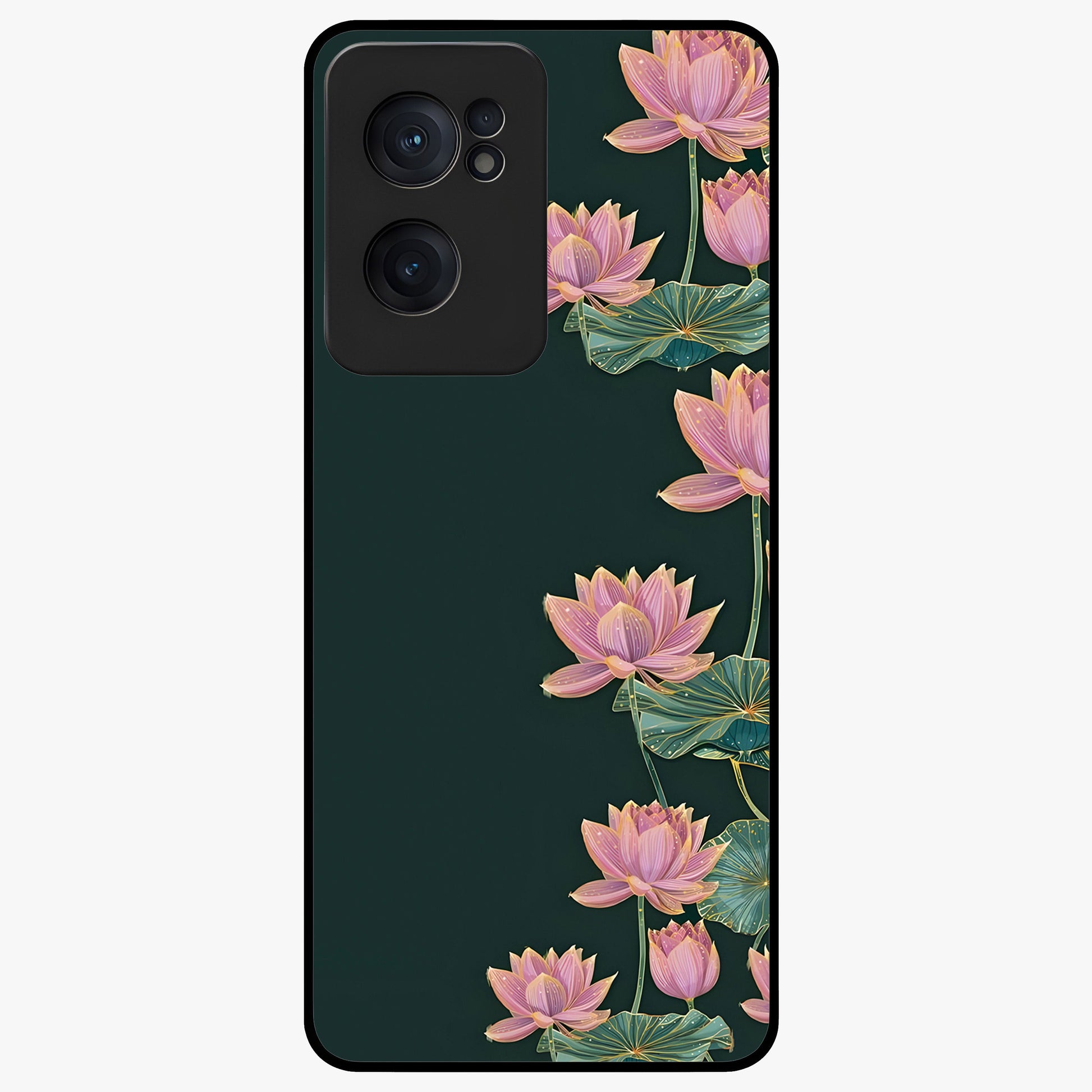 Lotus Bloom Serenity Glass Case for 1+Nord CE 2  peaceful front view featuring elegant lotus floral artwork