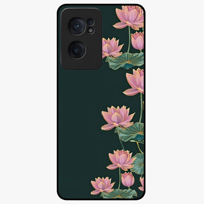 Lotus Bloom Serenity Glass Case for 1+Nord CE 2  peaceful front view featuring elegant lotus floral artwork