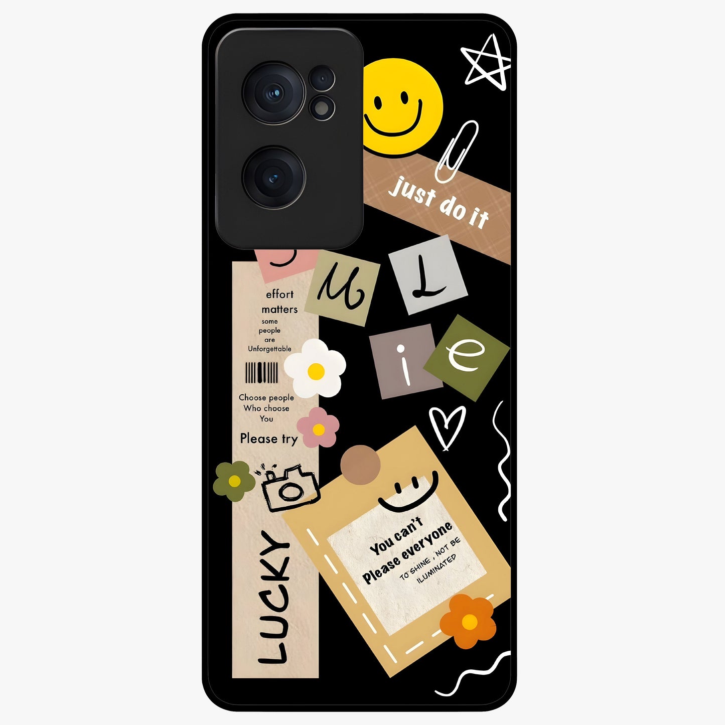 Lucky Aesthetic Collage Case Glass Case for 1+Nord CE 2  vibrant front view featuring layered aesthetic collage artwork