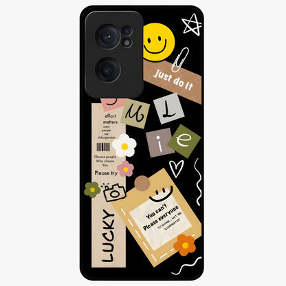 Lucky Aesthetic Collage Case Glass Case for 1+Nord CE 2  vibrant front view featuring layered aesthetic collage artwork