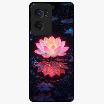 Luminous Lotus Glow Glass Case for 1+Nord CE 2  radiant front view featuring glowing lotus artwork