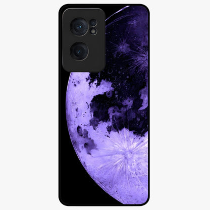 Lunar Glow in Violet Glass Case for 1+Nord CE 2  dreamy front view featuring glowing moon artwork in violet tones