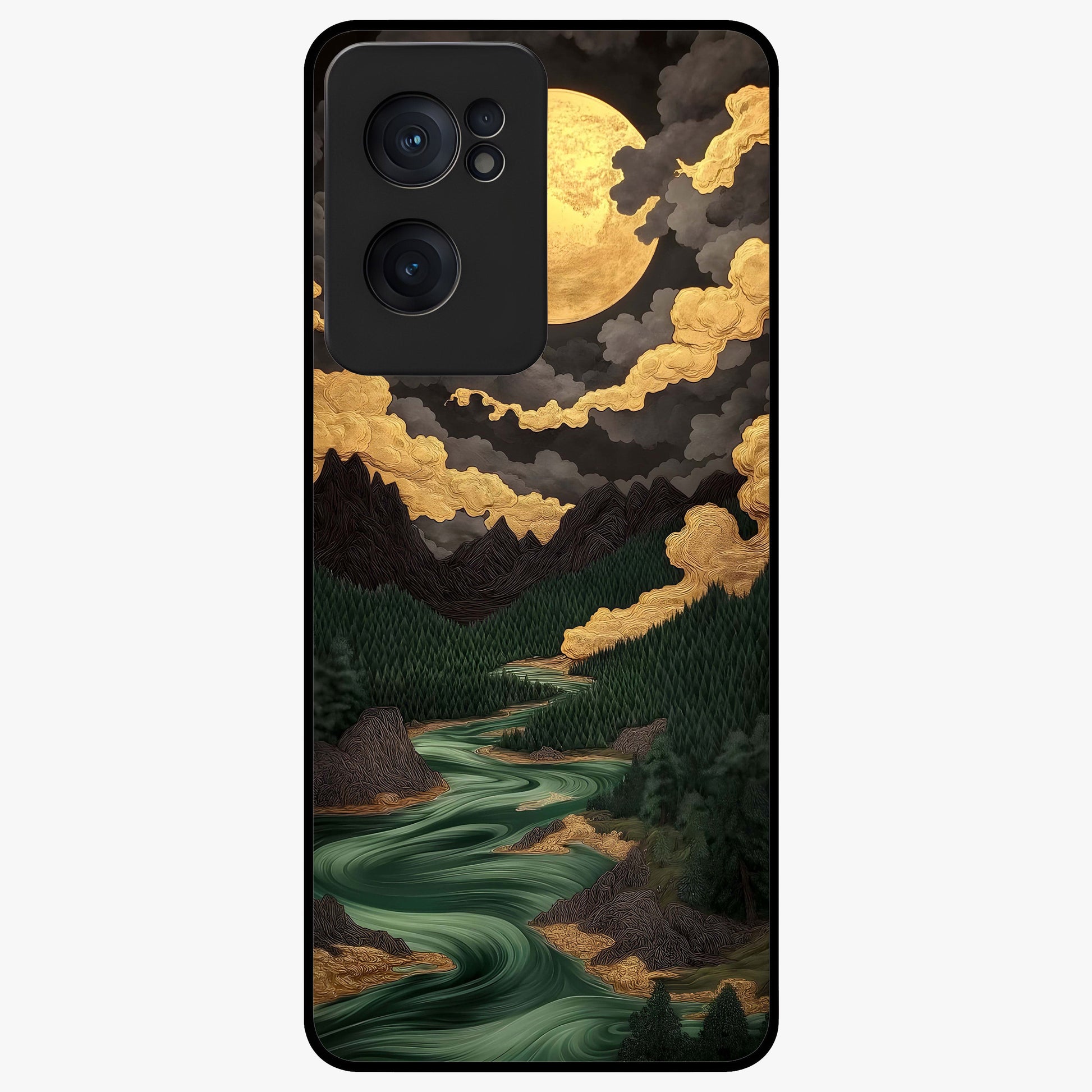 Lunar Silk Garden Glass Case for 1+Nord CE 2  elegant front view featuring floral artwork with soft lunar tones