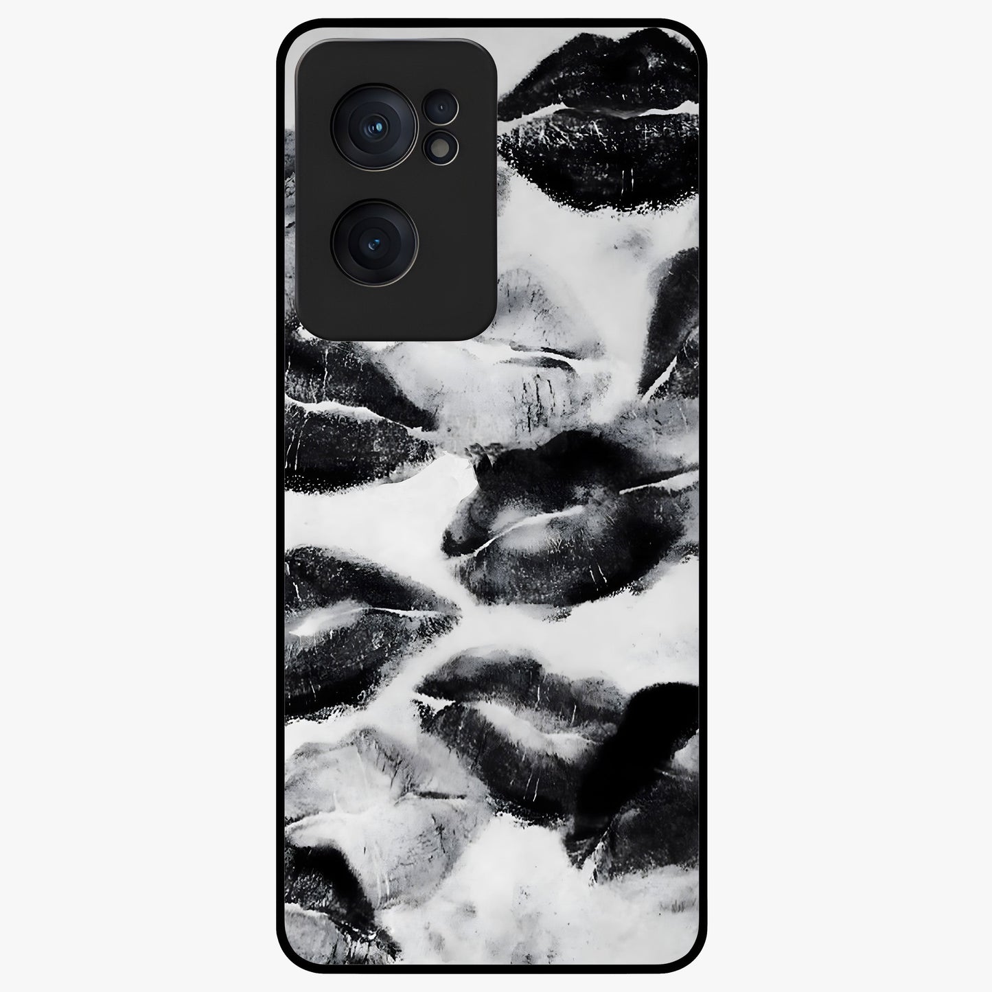 Midnight Kiss Marks Glass Case for 1+Nord CE 2  bold front view featuring romantic kiss mark artwork on dark background