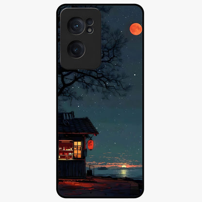 Midnight Lantern Glow Glass Case for 1+Nord CE 2  serene front view featuring glowing lantern artwork under night sky
