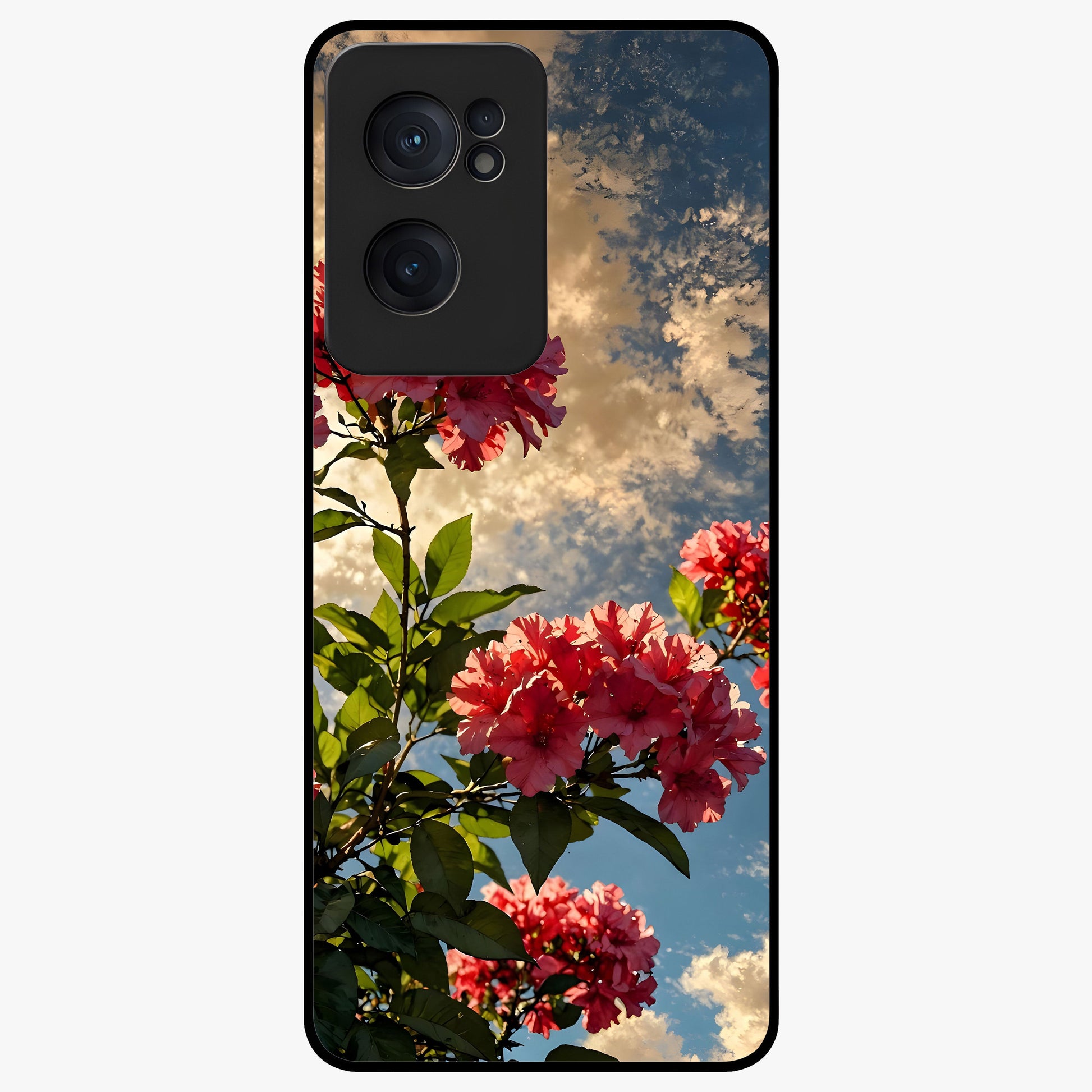 Moonlit Blossom Charm Glass Case for 1+Nord CE 2  elegant front view featuring floral artwork under soft moonlight tones
