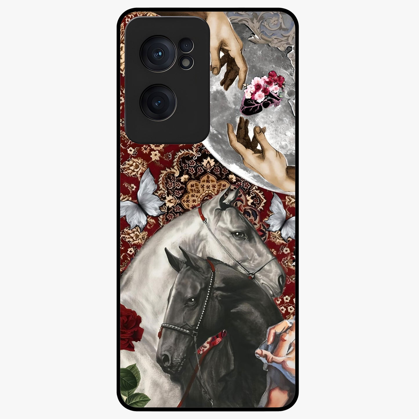 Moonlit Royal Stallion Glass Case for 1+Nord CE 2  majestic front view featuring horse artwork under glowing moonlight