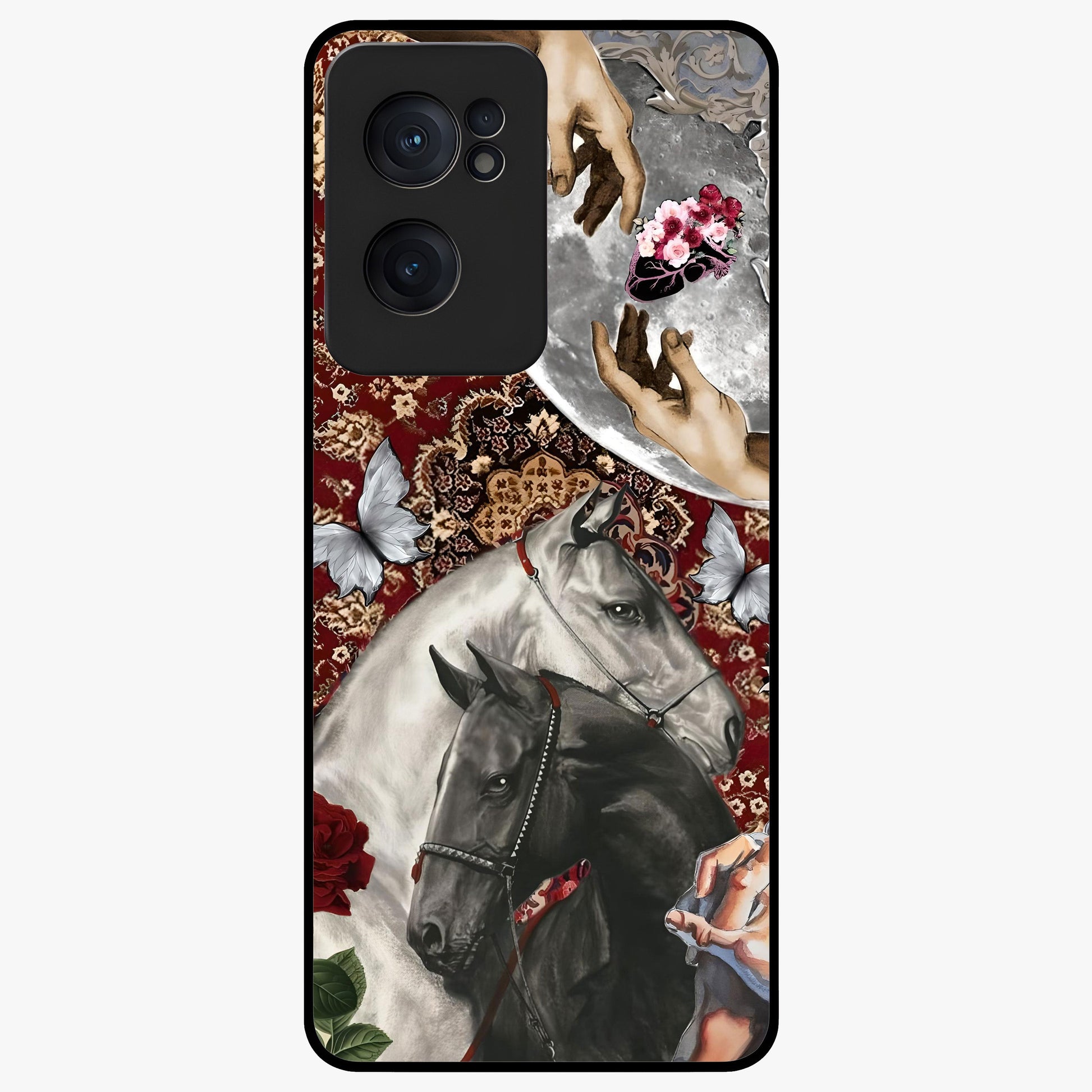 Moonlit Royal Stallion Glass Case for 1+Nord CE 2  majestic front view featuring horse artwork under glowing moonlight