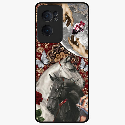 Moonlit Royal Stallion Glass Case for 1+Nord CE 2  majestic front view featuring horse artwork under glowing moonlight