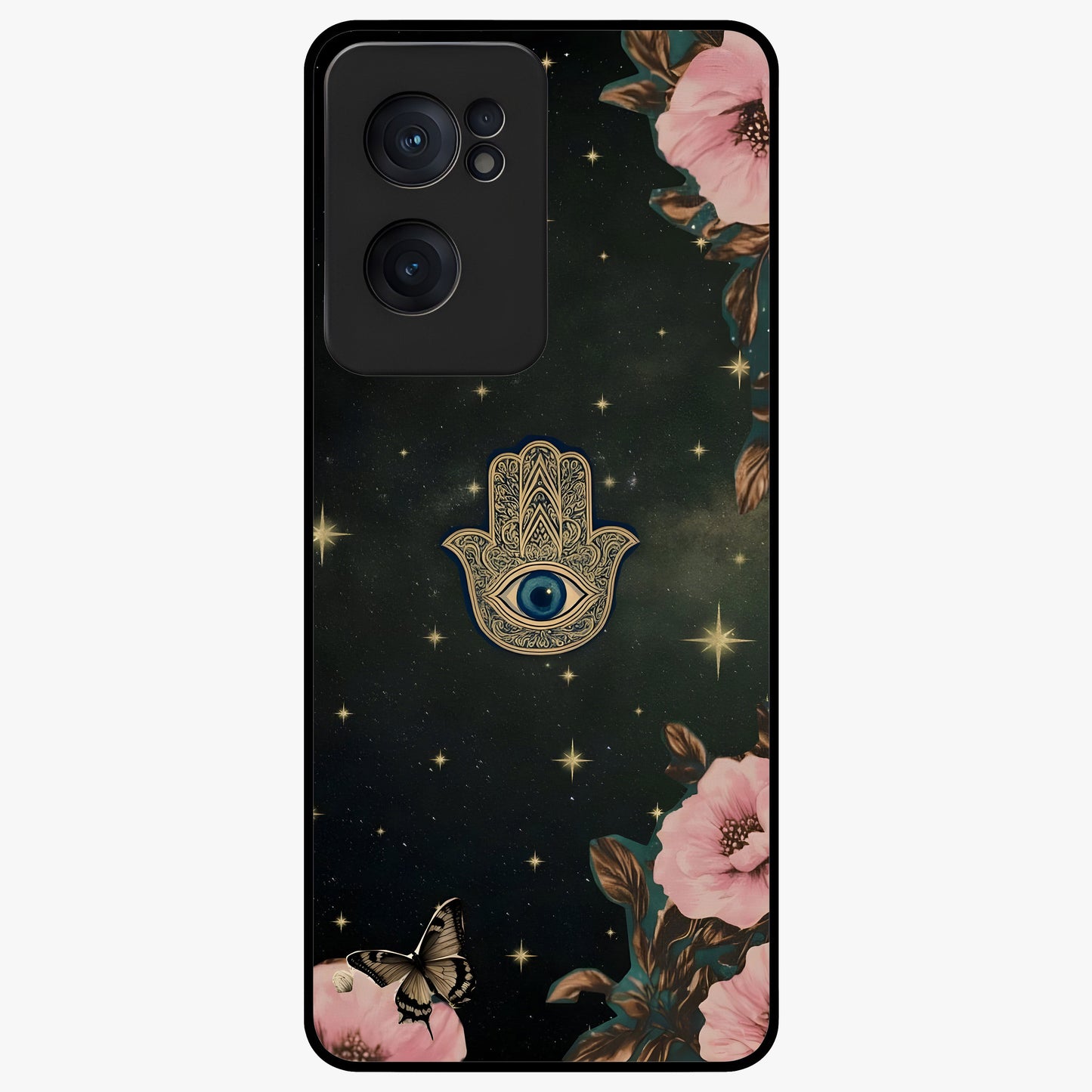Mystic Bloom Protection Glass Case for 1+Nord CE 2  artistic front view featuring floral artwork with protective mystic elements