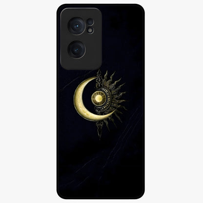 Mystic Lunar Flame Glass Case for 1+Nord CE 2  striking front view featuring moon and flame inspired artwork