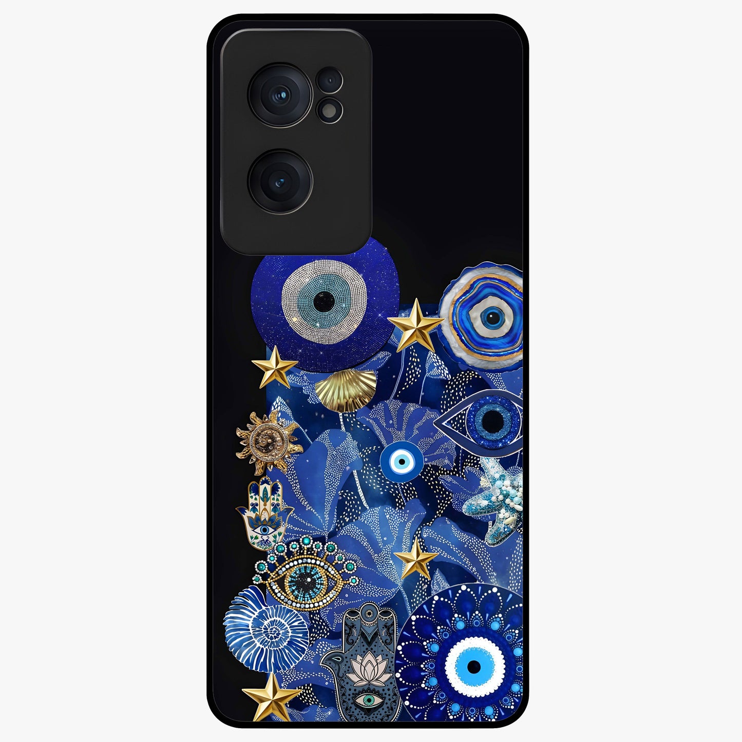 Mystic Ocean Eye Glass Case for 1+Nord CE 2  vibrant front view featuring ocean inspired eye artwork in blue tones