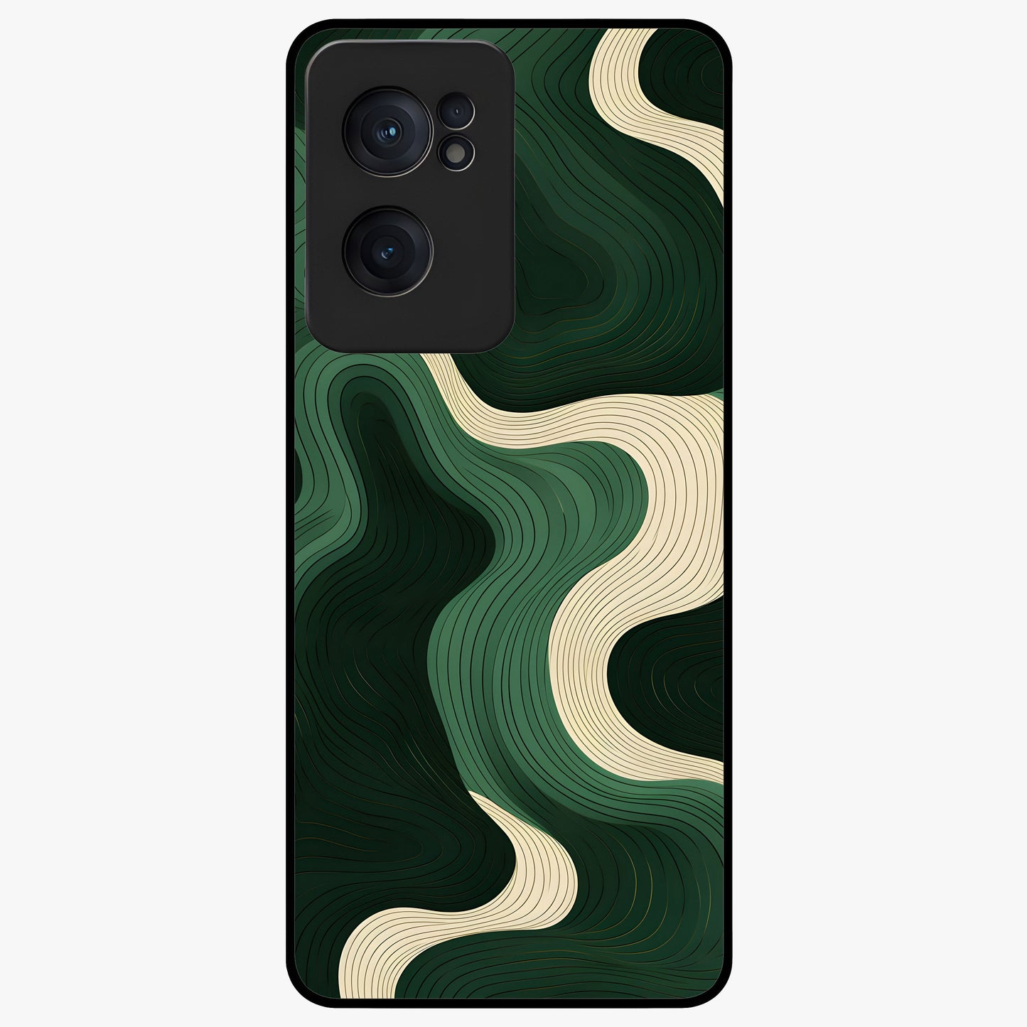 Organic Swirl Design Glass Case for 1+Nord CE 2  modern front view featuring flowing abstract swirl artwork