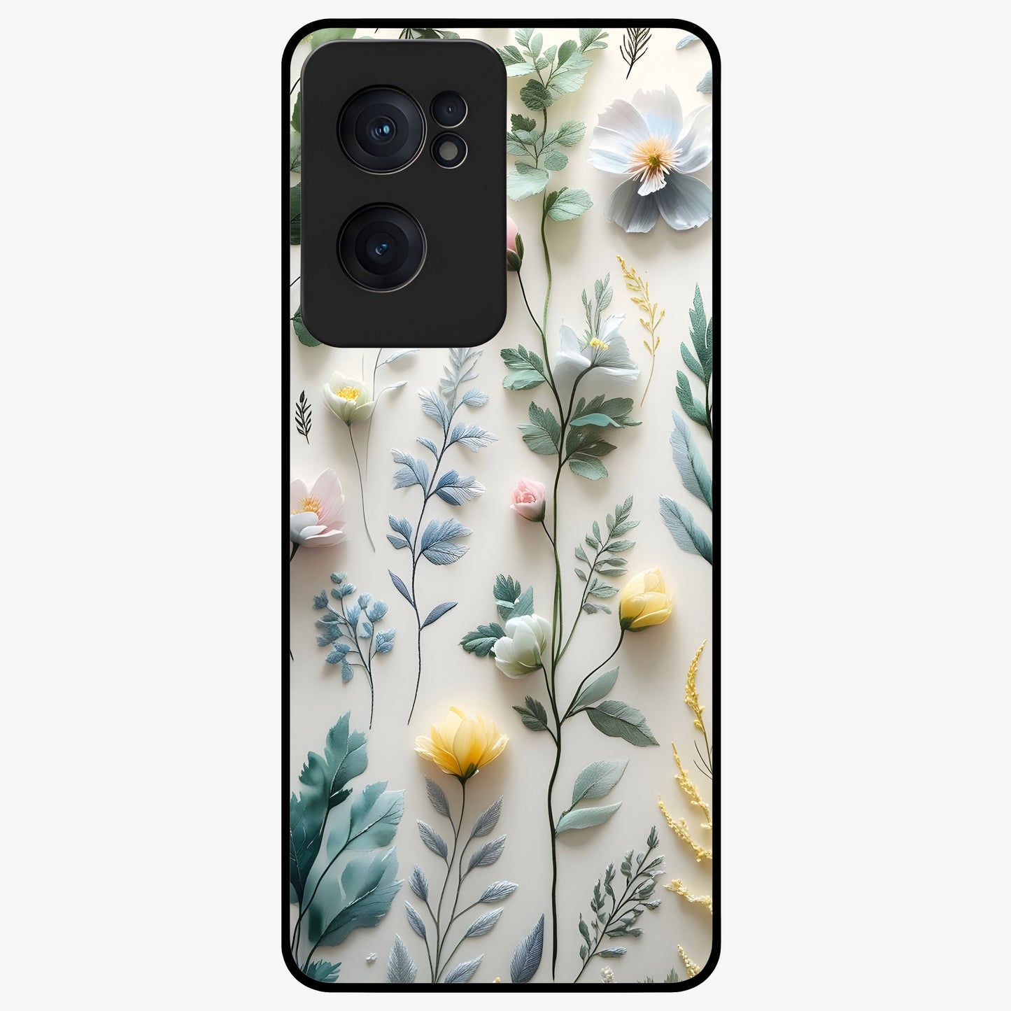 Pastel Garden Whispers Glass Case for 1+Nord CE 2  soft front view featuring delicate pastel floral artwork