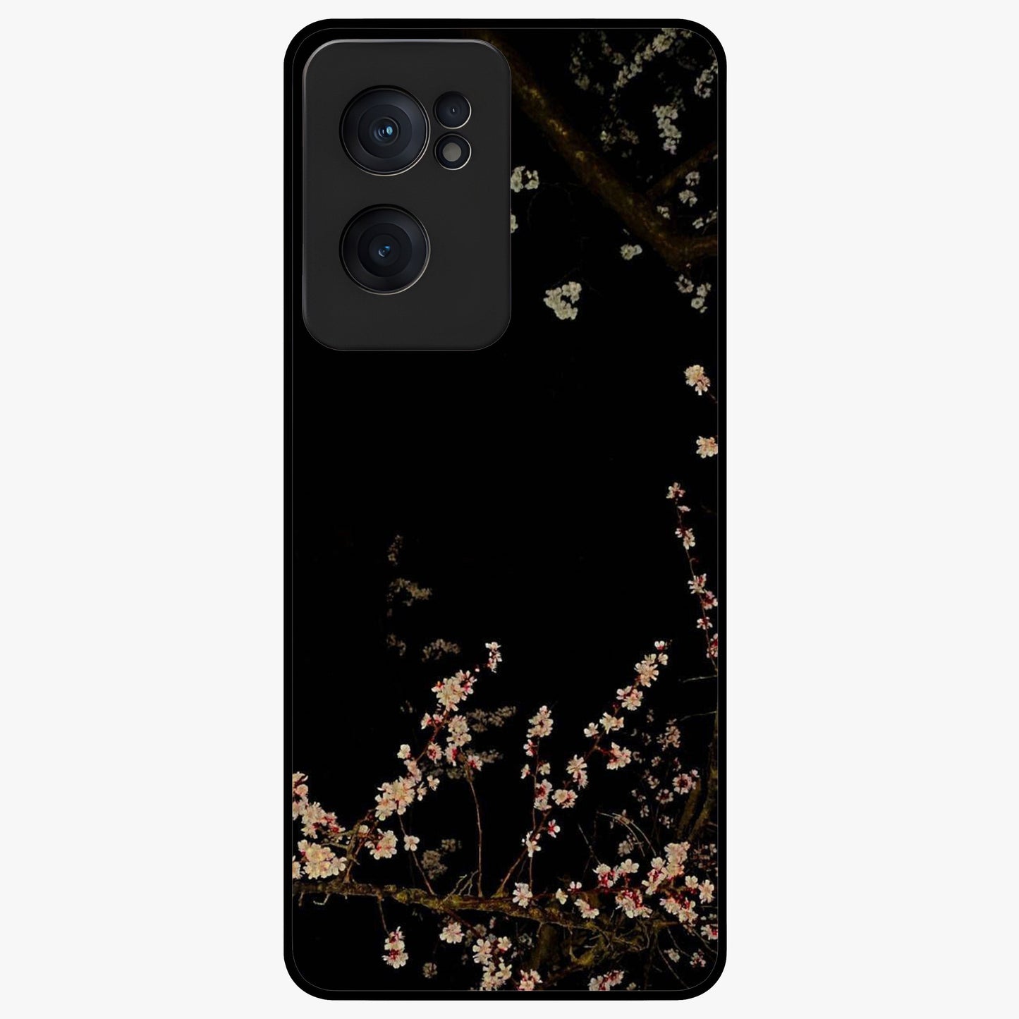 Petal Moon Light With Custom Name Glass Case for 1+Nord CE 2  graceful front view featuring floral artwork under moonlight with personalized name design