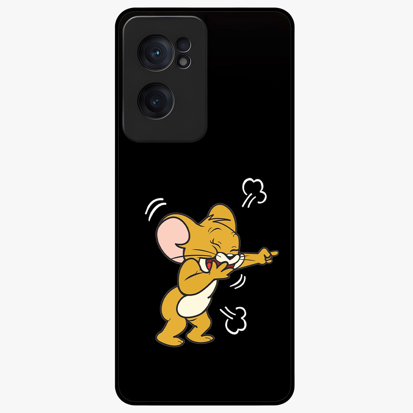Playful Jerry Vibes Glass Case for 1+Nord CE 2  cheerful front view featuring animated cartoon artwork with playful energy