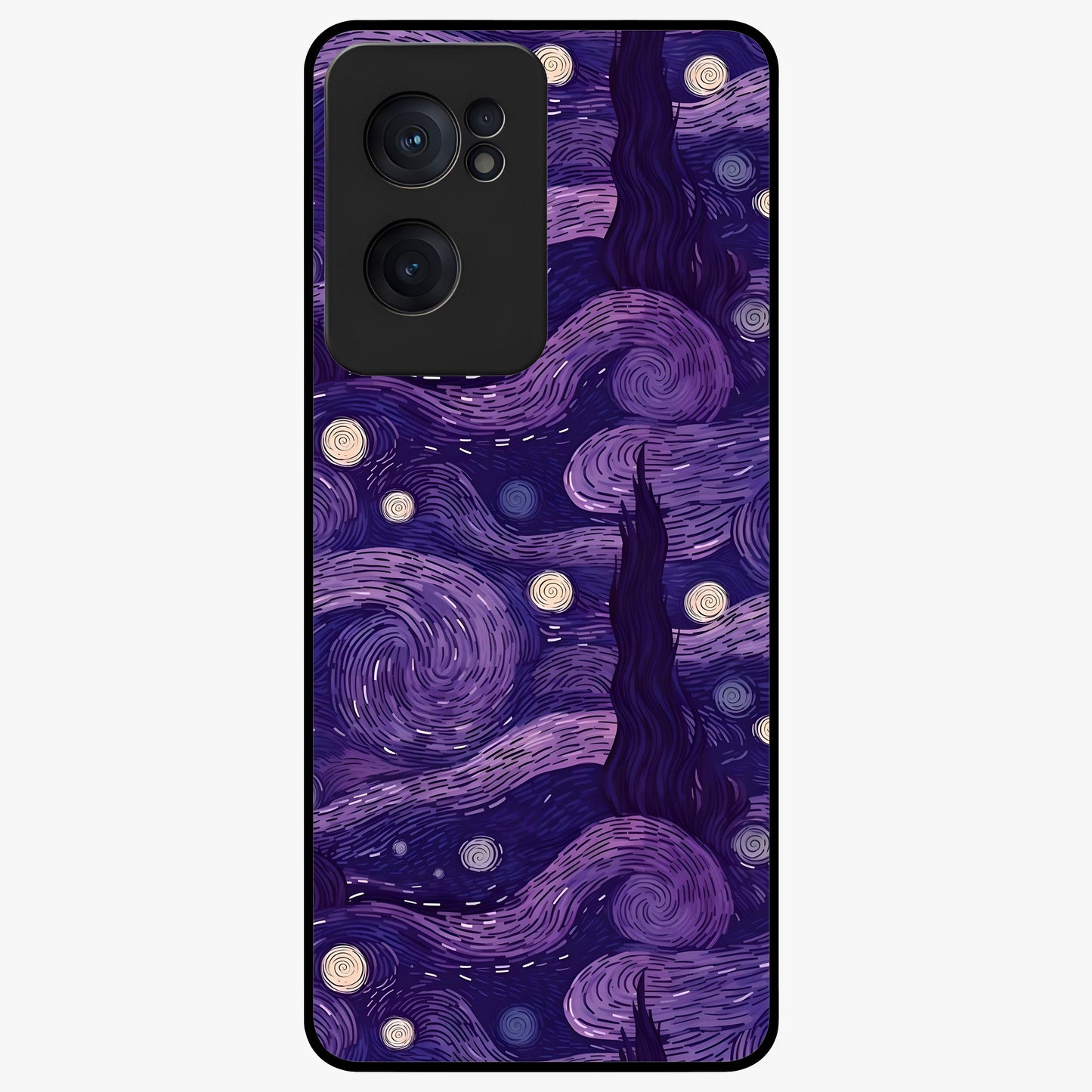 Purple Swirls Glass Case for 1+Nord Ce 2  artistic front view featuring flowing swirl artwork in rich purple tones