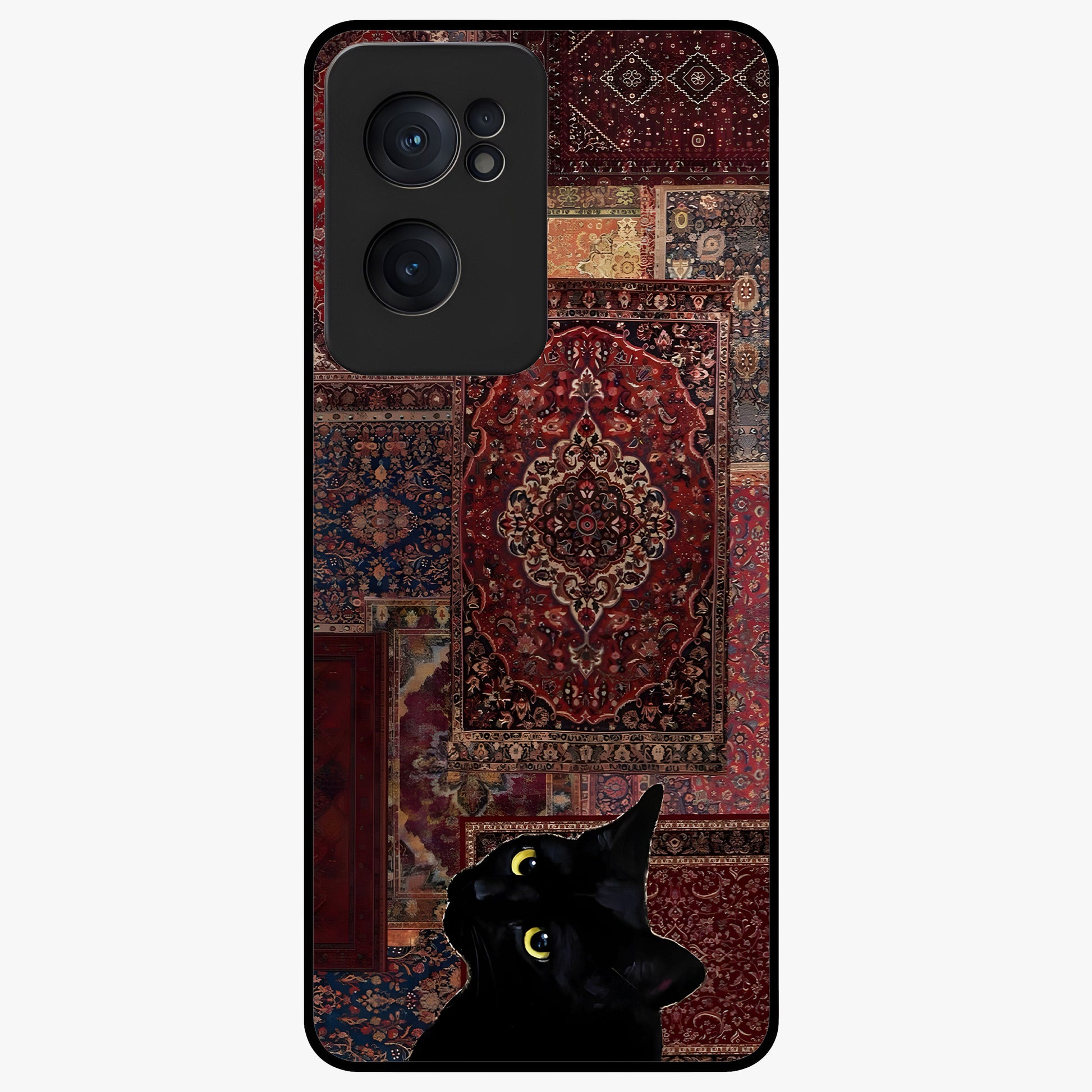 Regal Magic Cat Apple Glass Case for 1+Nord CE 2  playful front view featuring charming cat artwork with whimsical theme