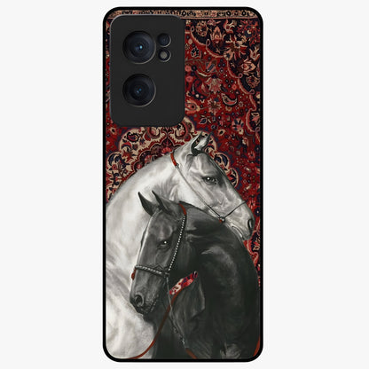 Regal Stallion Tapestry Glass Case for 1+Nord Ce 2  powerful front view featuring majestic horse artwork with tapestry style detailing