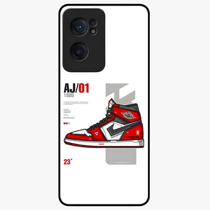 Retro Sneaker Blueprint Glass Case for 1+Nord CE 2  bold front view featuring sneaker blueprint style artwork