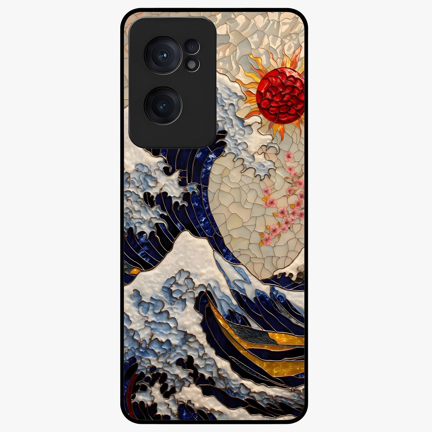 Rising Wave Glory Glass Case for 1+Nord CE 2  dynamic front view featuring powerful wave inspired artwork