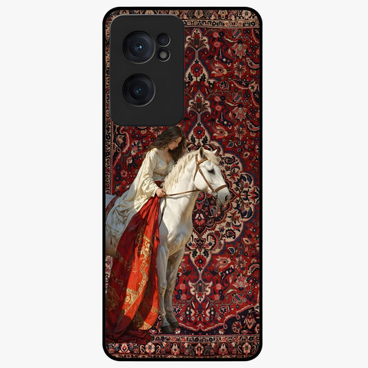 Royal Rider Tapestry Glass Case for 1+Nord Ce 2  majestic front view featuring rider artwork in tapestry style