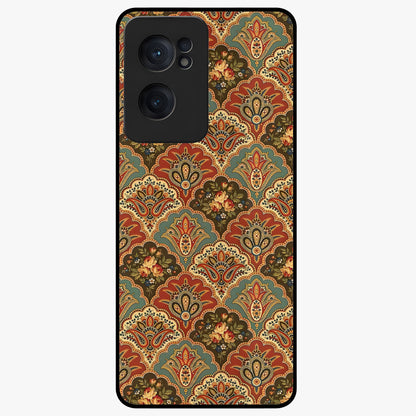 Royal Threadwork Glass Case for 1+Nord Ce 2  elegant front view featuring embroidered threadwork inspired artwork