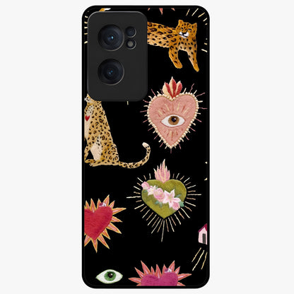 Sacred Jungle Heart Glass Case for 1+Nord CE 2  vibrant front view featuring jungle inspired artwork with symbolic heart accents