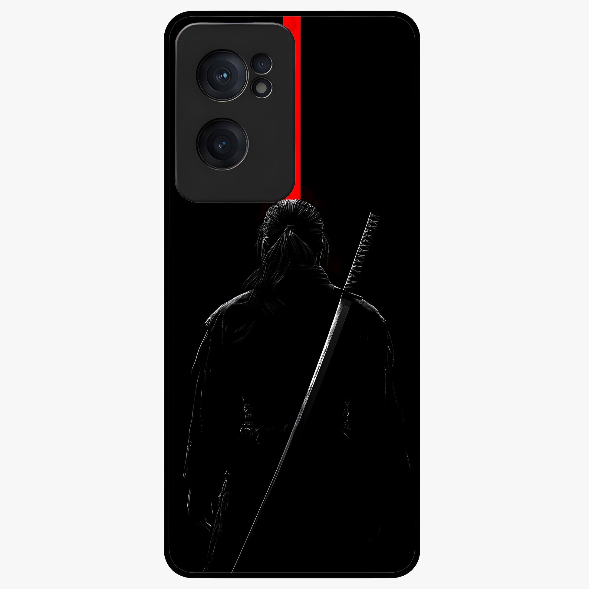 Silent Blade Resolve Glass Case for 1+Nord CE 2  bold front view featuring stealth warrior inspired artwork