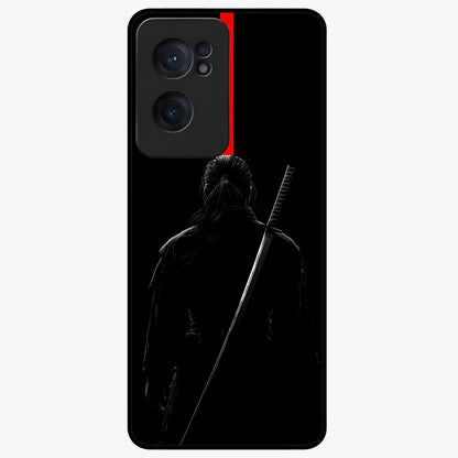 Silent Blade Resolve Glass Case for 1+Nord CE 2  bold front view featuring stealth warrior inspired artwork