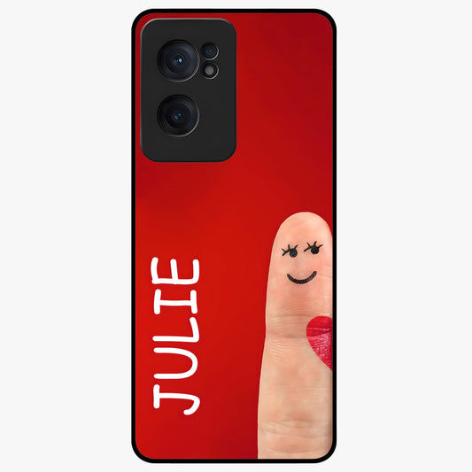 Smiling Love Sign Glass Case for 1+Nord Ce 2  romantic front view featuring love sign inspired artwork