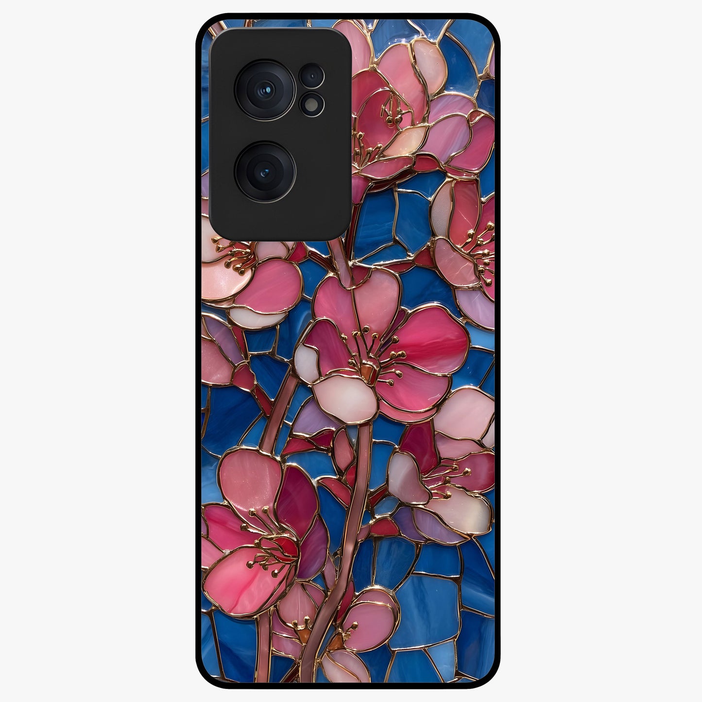 Stained Bloom Grace Glass Case for 1+Nord CE 2  elegant front view featuring stained glass inspired floral artwork