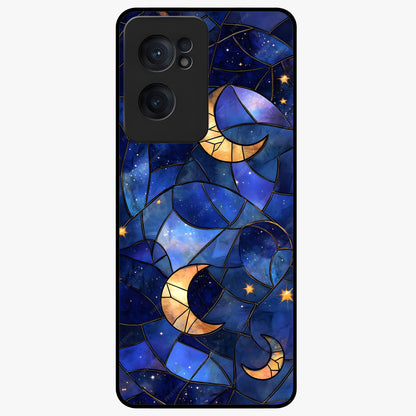 Starlit Sky Tapestry Glass Case for 1+Nord CE 2  elegant front view featuring starry sky artwork in tapestry style