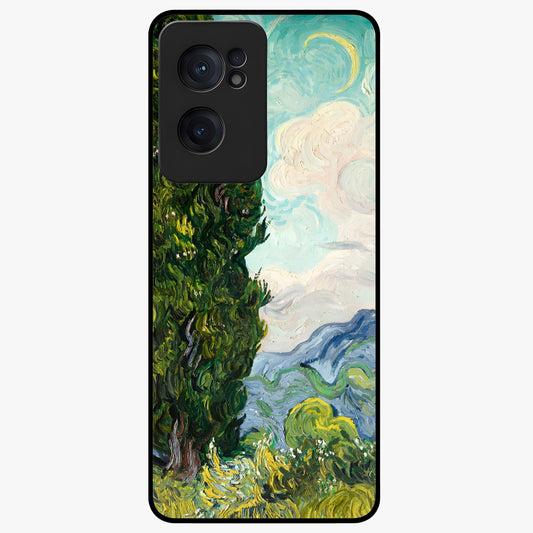 Van Gogh Vintage Art Glass Case for 1+Nord Ce 2  elegant front view featuring classic vintage inspired artwork