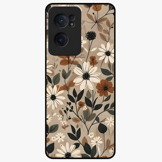 Vector Flowers Glass Case for 1+Nord Ce 2  clean front view featuring sharp vector style floral artwork