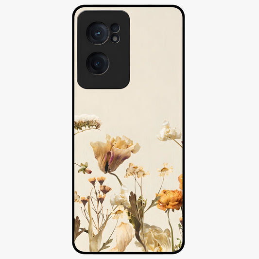 Vintage Petal Love With Custom Name Glass Case for 1+Nord Ce 2  romantic front view featuring floral artwork with personalized name detail