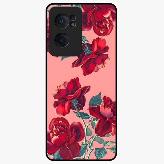 Vintage Rose Beauty Glass Case for 1+Nord Ce 2  elegant front view featuring classic rose artwork in muted vintage tones