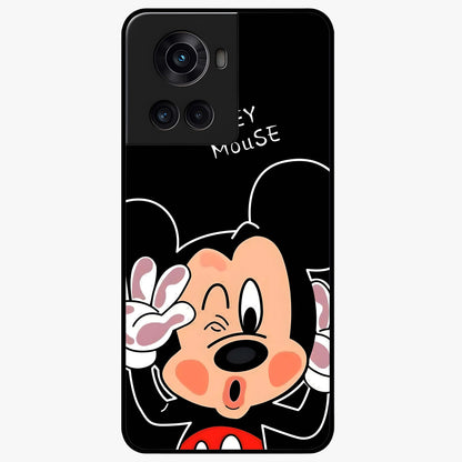 Cute Mickey Love Custom Name Glass Case for OnePlus 10R |1+10R