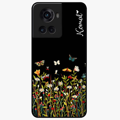 Dark Bloom Wonderland Custom Name Glass Case for OnePlus 10R |1+10R