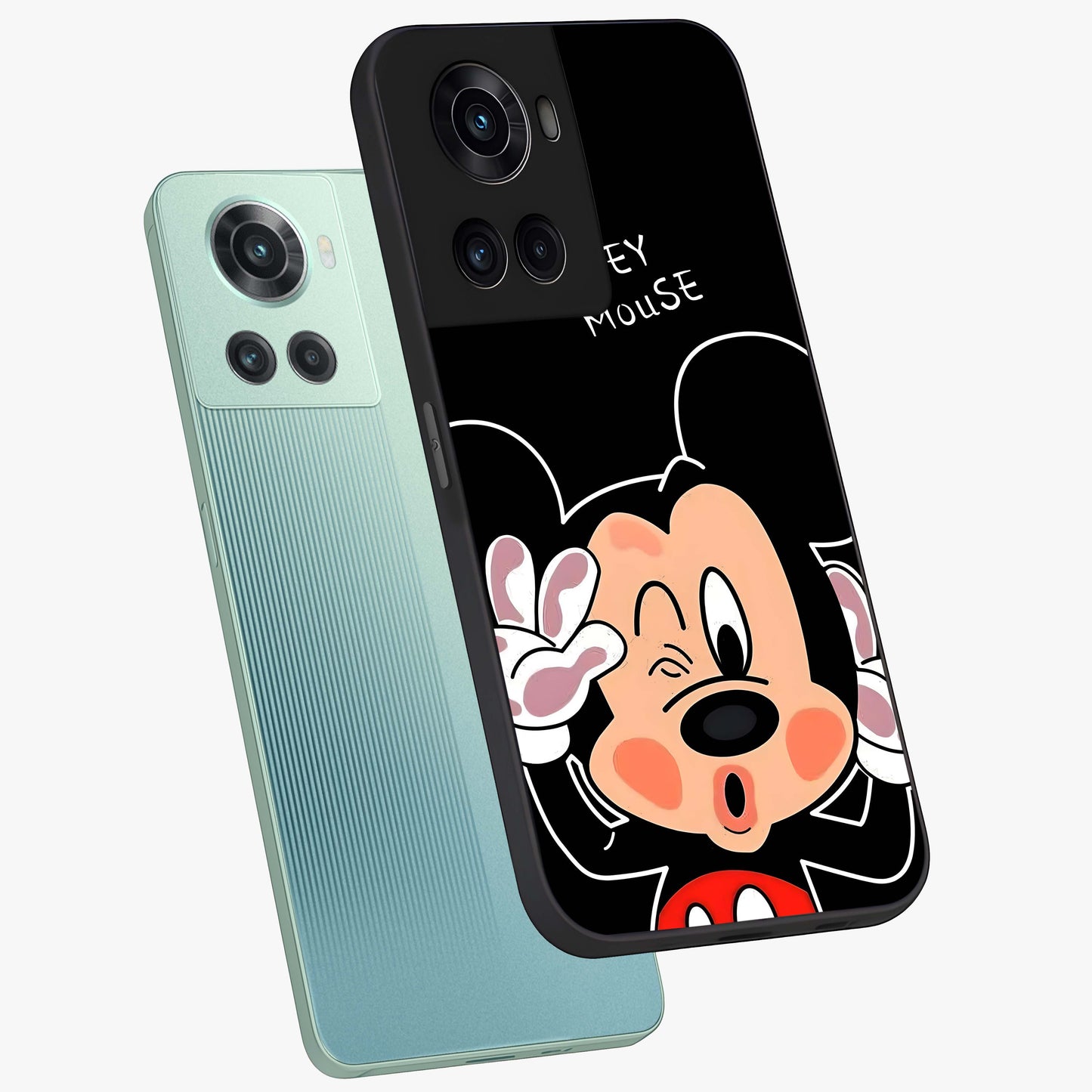 Cute Mickey Love Custom Name Glass Case for OnePlus 10R |1+10R