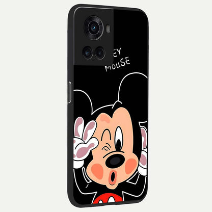 Cute Mickey Love Custom Name Glass Case for OnePlus 10R |1+10R