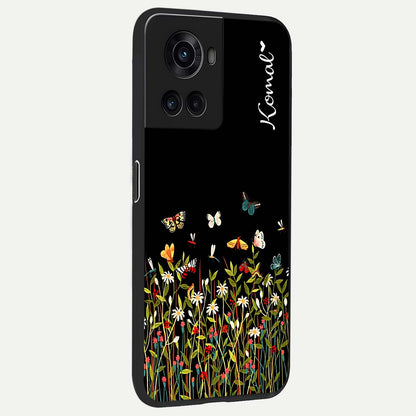 Dark Bloom Wonderland Custom Name Glass Case for OnePlus 10R |1+10R