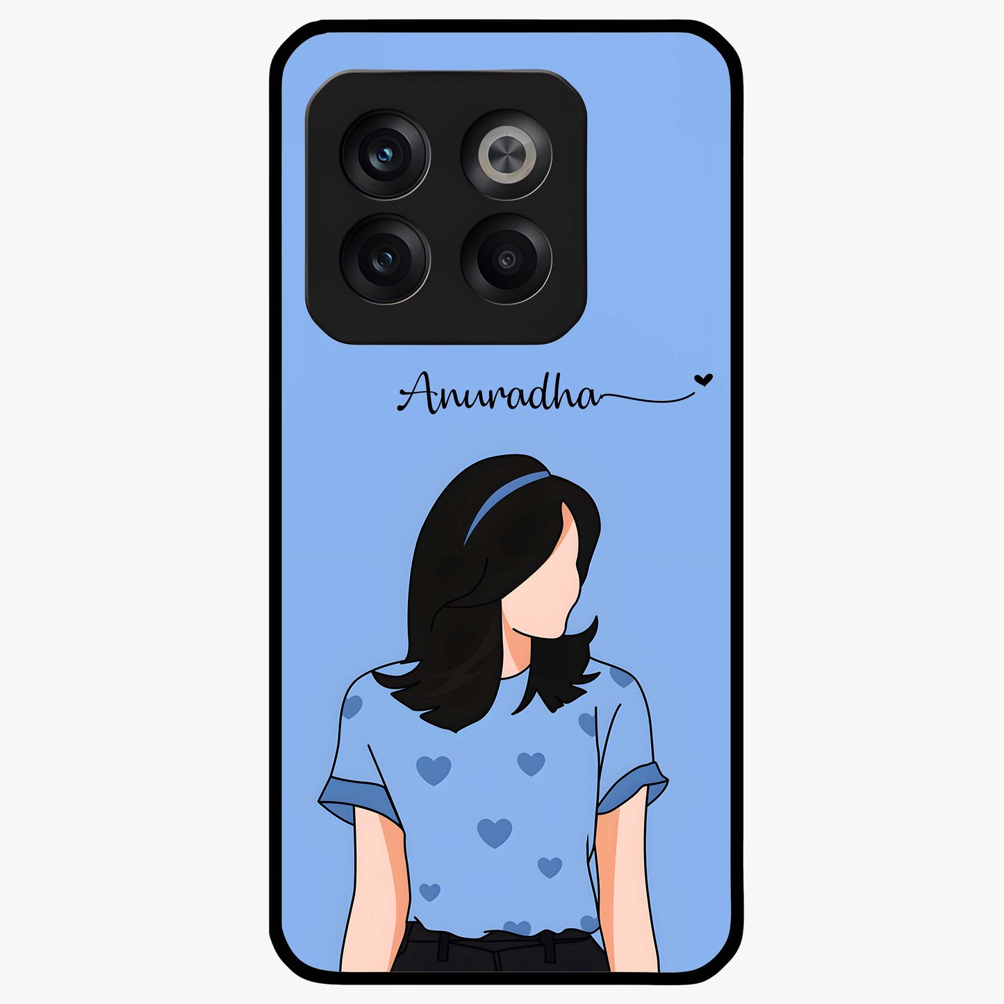 Soft Hearts Girl Custom Name Glass Case for OnePlus 10T |1+10T