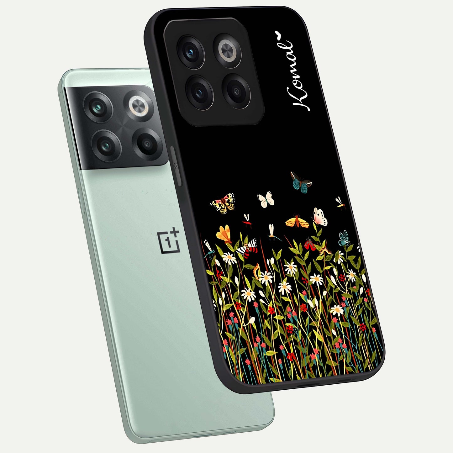 Dark Bloom Wonderland Custom Name Glass Case for OnePlus 10T |1+10T