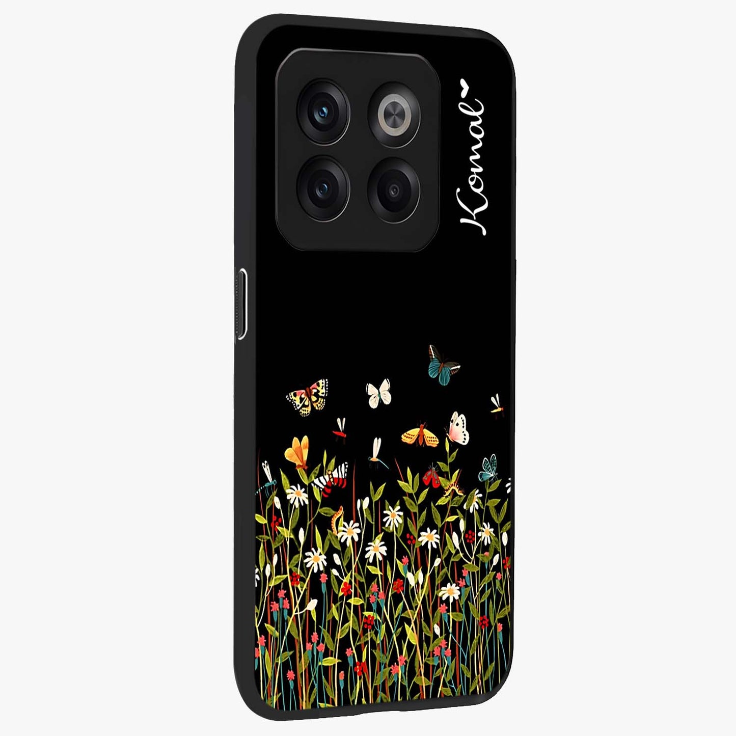 Dark Bloom Wonderland Custom Name Glass Case for OnePlus 10T |1+10T