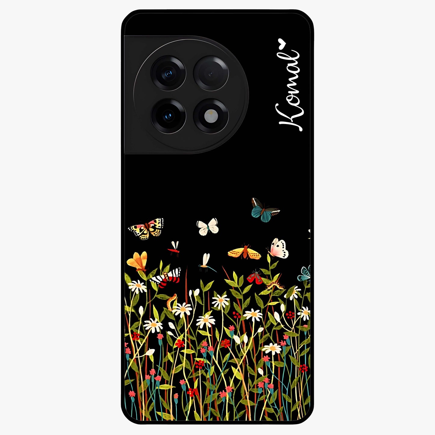 Dark Bloom Wonderland Custom Name Glass Case for OnePlus 11R |1+11R