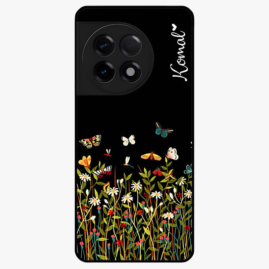Dark Bloom Wonderland Custom Name Glass Case for OnePlus 11R |1+11R