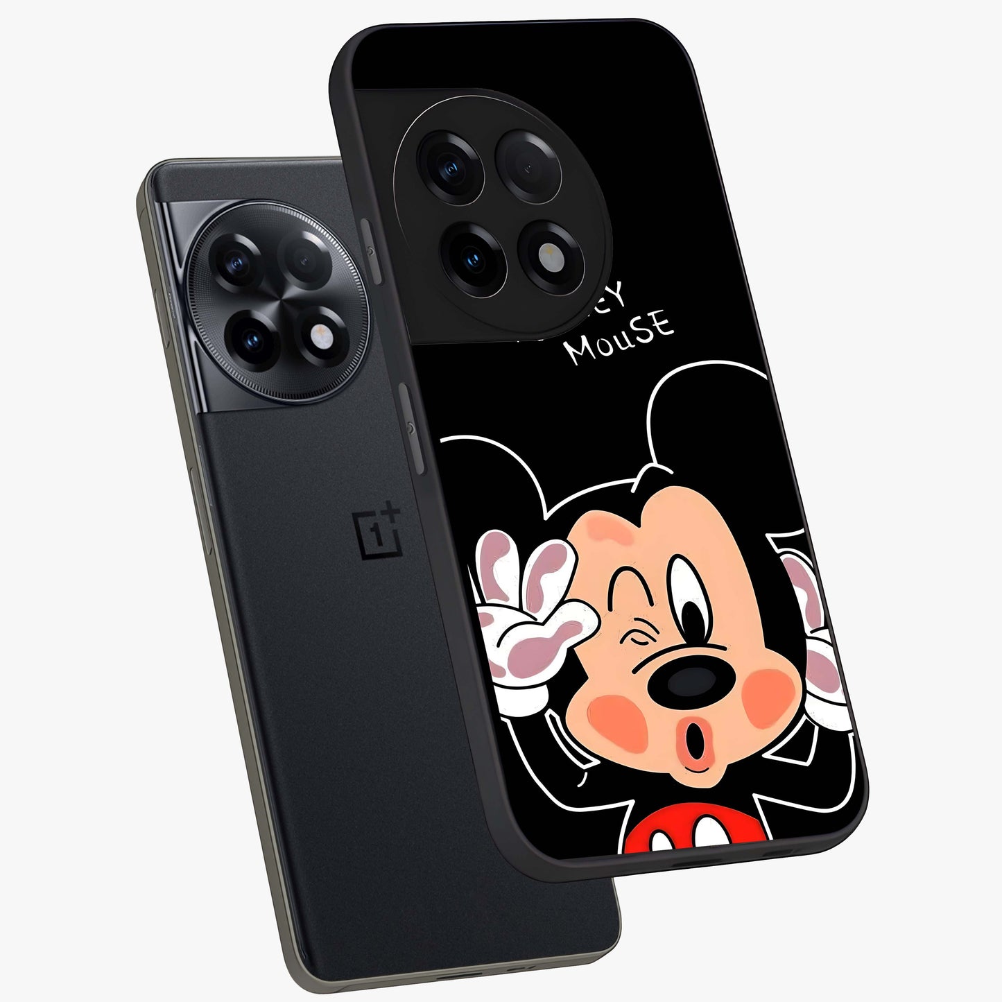 Cute Mickey Love Custom Name Glass Case for OnePlus 11R |1+11R