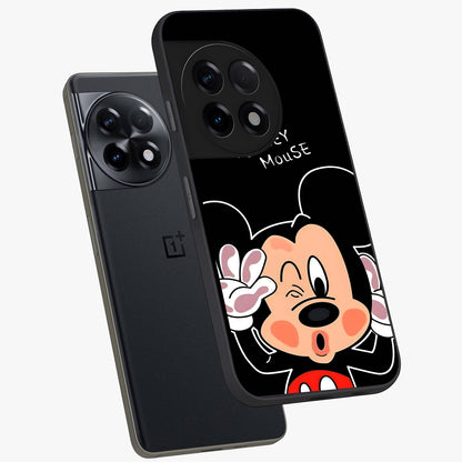 Cute Mickey Love Custom Name Glass Case for OnePlus 11R |1+11R